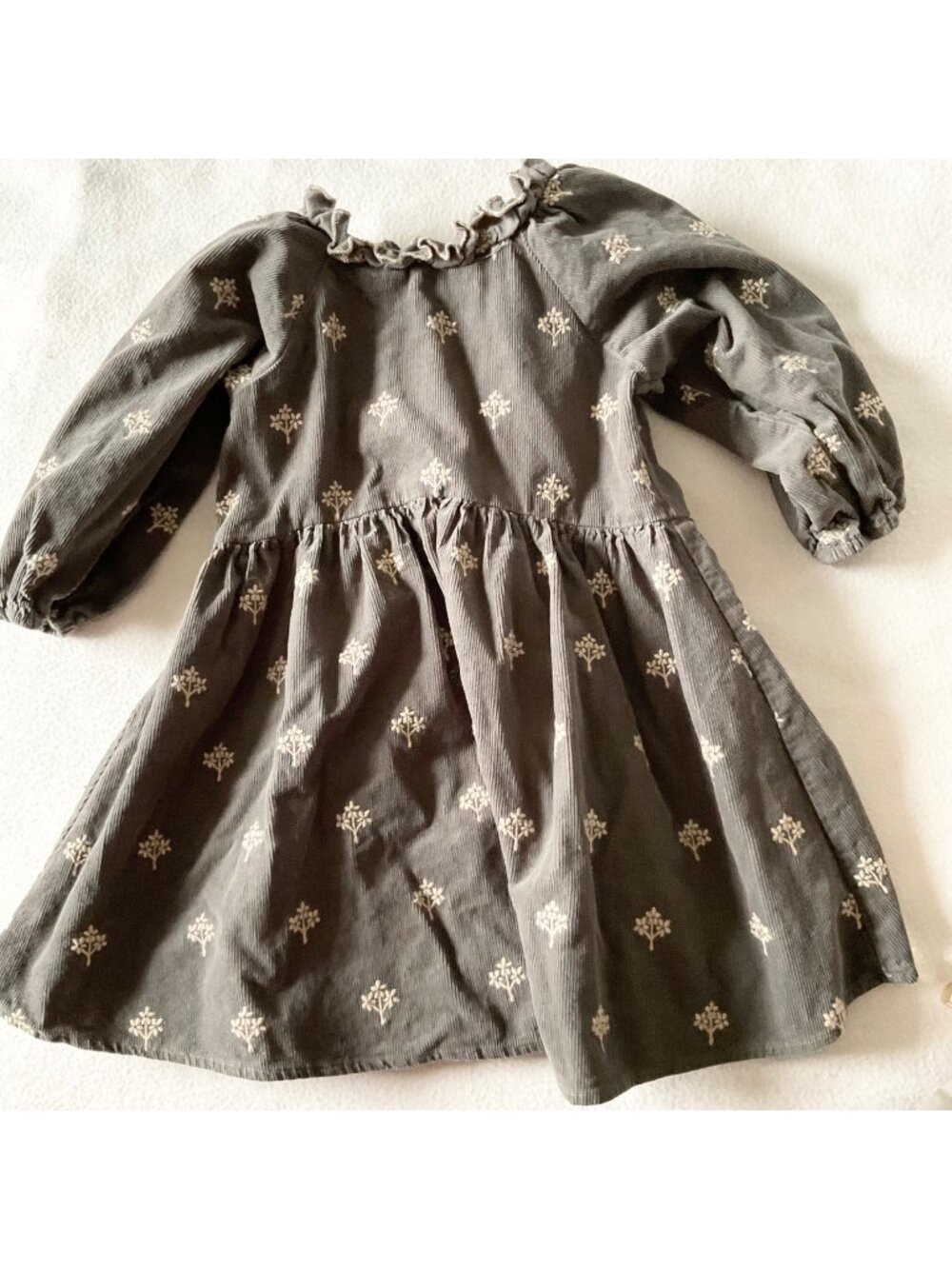 Rylee and Cru green sage flowers cotton dress 4-5y